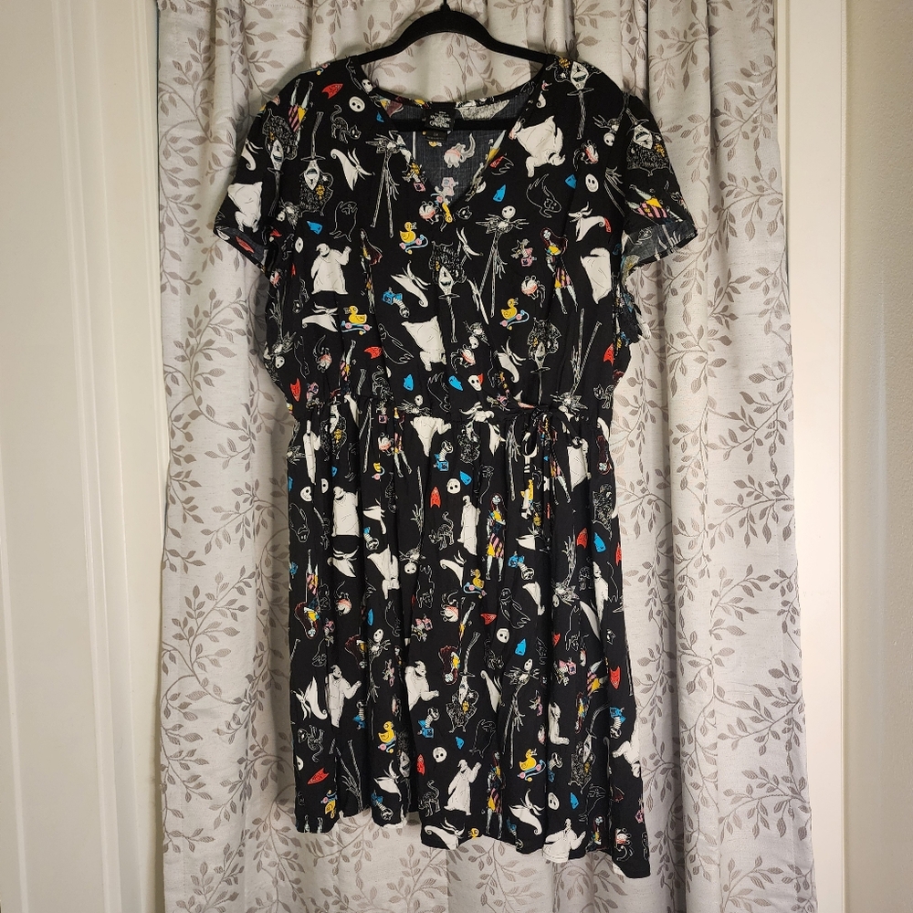 Disney Black Mini Dress with Colorful Character Print